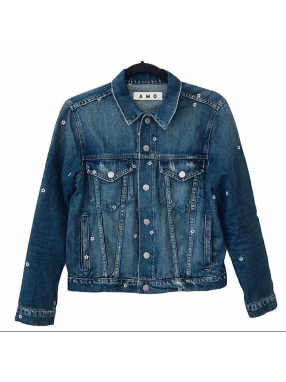 AMO Pop Floral Embroidered Denim Jacket